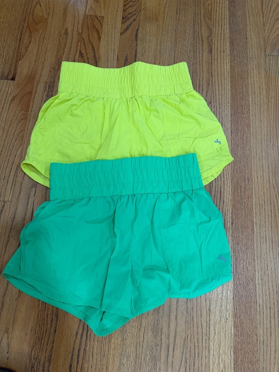 JoyLab Pants - JoyLab Neon Yellow & Teal Women Athletic Shorts - Elastic Waist
